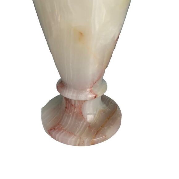 12” Onyx Marble Stone Table Vase Tall Heavy Genuine Polished Flower Cream Ivory - Picture 7 of 14